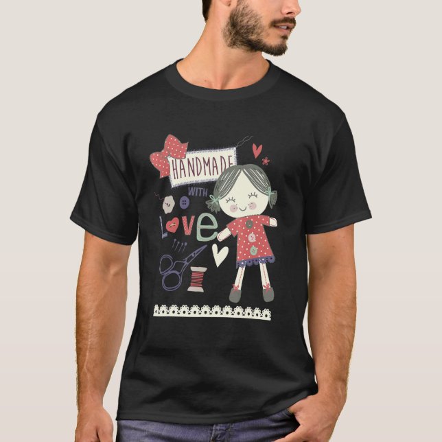 Nähen Girl Nähen Nähmaschine Seamstress Liebe Rag  T-Shirt (Vorderseite)