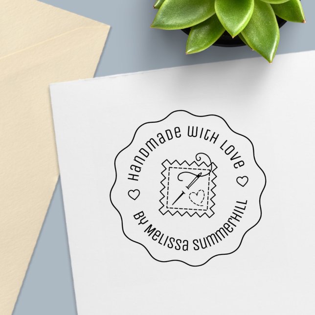 Nähen Handmade mit Liebe Wellig Permastempel (Von Creator hochgeladen)