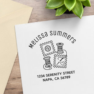 Nähen Handwerk Hobby Bogen Adresse Gummistempel