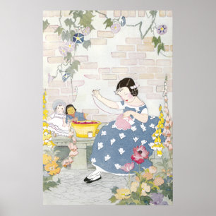 Nähen in einem Garten der Fingerhuts u. der Poster