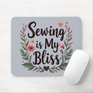 Nähen Ist Mein Glück Blüten-Typografie Mousepad