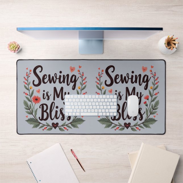 Nähen ist meine Bläschen-Typografie Schreibtischunterlage (Büro 1)