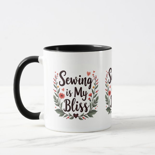 Nähen ist meine Bläschen-Typografie Tasse (Links)