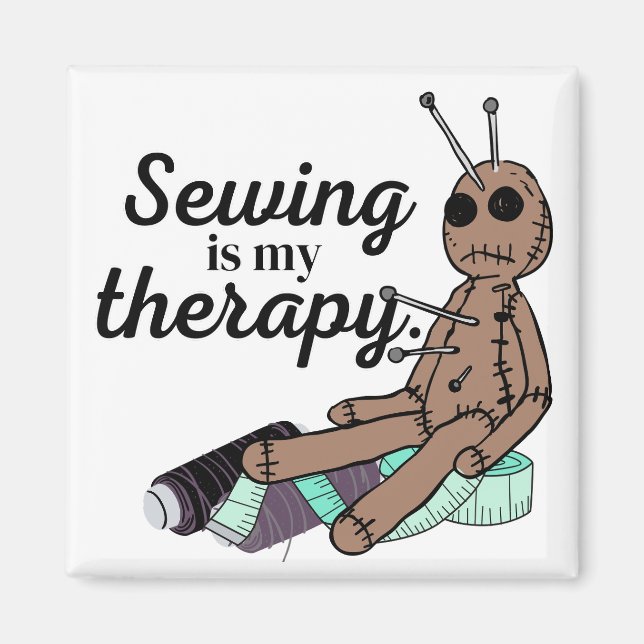 Nähen ist meine Therapie! Voodoo Doll Magnet (Vorne)