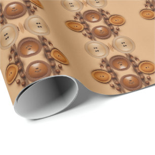 Nähen Kaffee und brauner Knopf-Mix Geschenkpapier