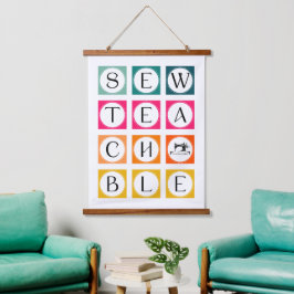 Nähen lehrreiche bunte Quadrate Wandteppich Mit Holzrahmen