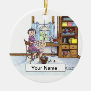 Nähen, Näherin, Quilter Keramik Ornament