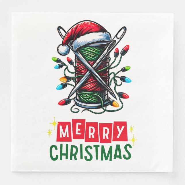 Nähen Quilter Weihnachtsmützen Xmas Serviette (Vorderseite)