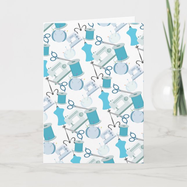 Nähen Quilting dank blaues Muster Dankeskarte (Vorderseite)