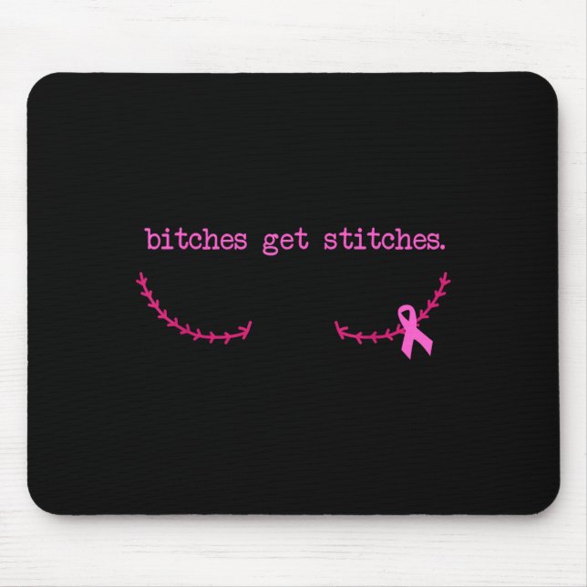Nähen Sie rosa Band Brustkrebsbewusstsein  Mousepad (Vorne)