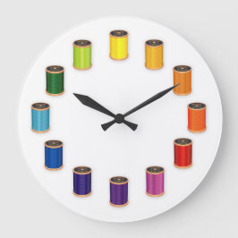 Nähen, Tauchen, Nadel und Thread Große Wanduhr