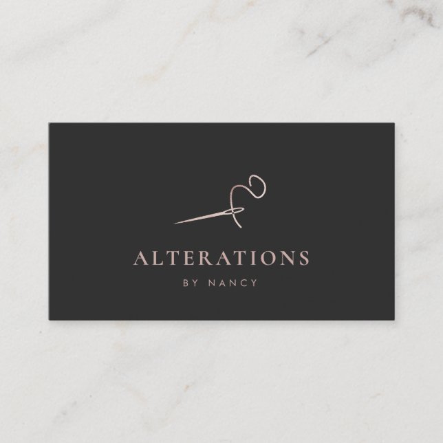 Nähen Thread Nadel Rose Gold Glitzer Visitenkarte (Vorderseite)