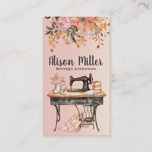 Nähen und Änderungen - Vintage Stilkunst Visitenkarte (Vorderseite)