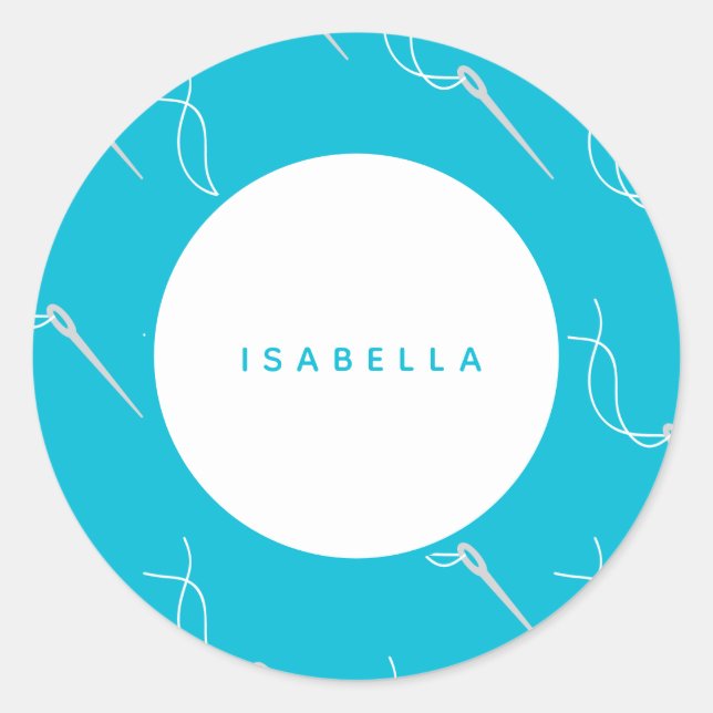 Nähen und Erstellen Personalisierter Namen Runder Aufkleber (Vorderseite)