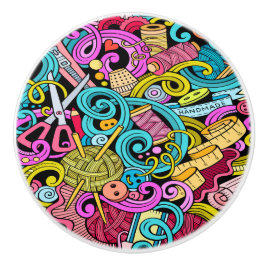 Nähen und Knittern von Keramiken Keramikknauf