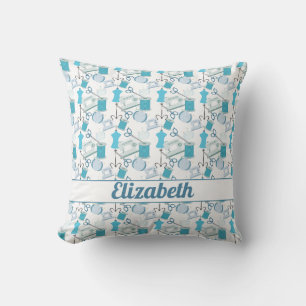 Nähen und Quiltieren von Blau Kissen