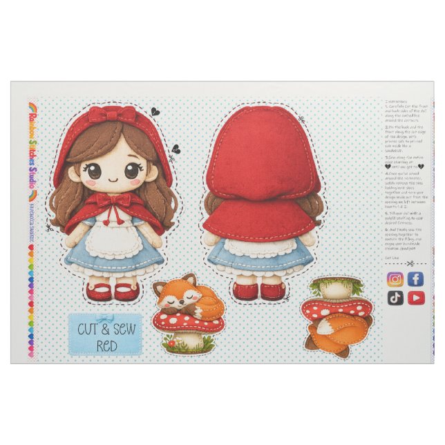 Nähen und Schneiden Plüschie - Anfänger-Kinder-Näh Stoff (Fat Quarter (45,7 x 55,9 cm))