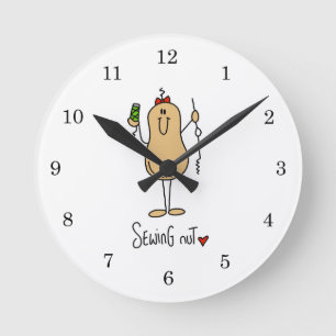 Nähen Verrückte T-Shirts und Geschenke Runde Wanduhr