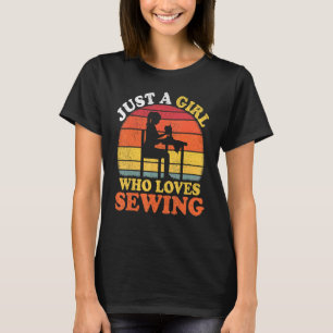 Nähen Vintag nur ein Mädchen, das Lieben nähen T-Shirt