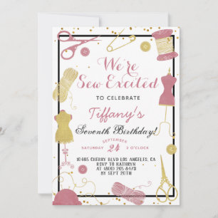 Nähen von aufgeregtem SewIng zum Geburtstag Einladung