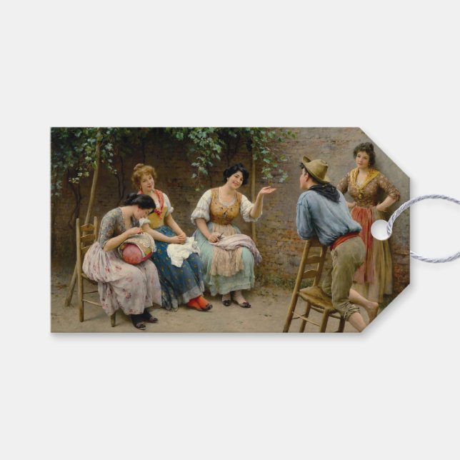 Nähen von Frauen und einem Jungen mit einem freund Geschenkanhänger (Vorderseite (Horizontal))