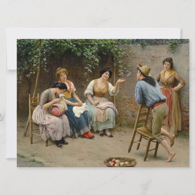 Nähen von Frauen und einem Jungen mit einem freund Karte (Vorderseite)