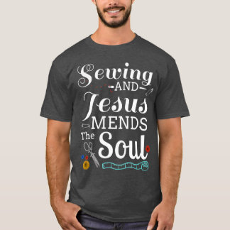 Nähen von Jesus Quilting Nadel Christlich T-Shirt
