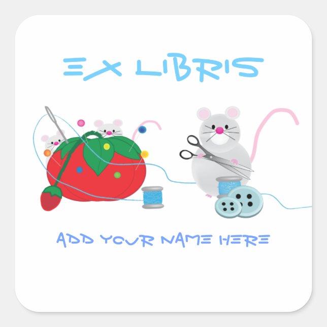 Nähen von Party-Buchzeichen Quadratischer Aufkleber (Vorderseite)