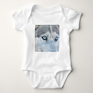 Nahen von Sibirien Husky mit Blauen Augen Baby Strampler