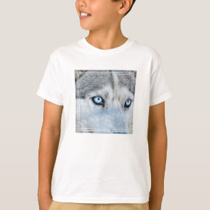 Nahen von Sibirien Husky mit Blauen Augen T-Shirt