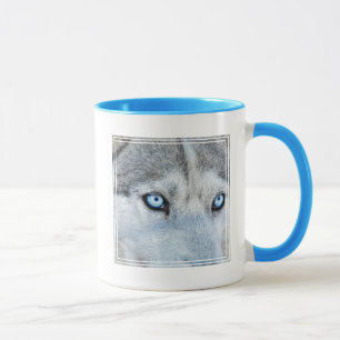 Nahen von Sibirien Husky mit Blauen Augen Tasse