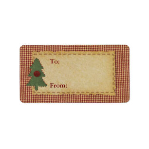 Nähen von Weihnachtsbaum zu und von Etikett Adressaufkleber