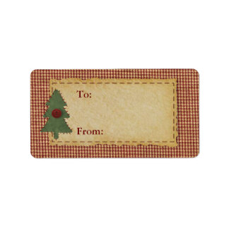 Nähen von Weihnachtsbaum zu und von Etikett Adressaufkleber