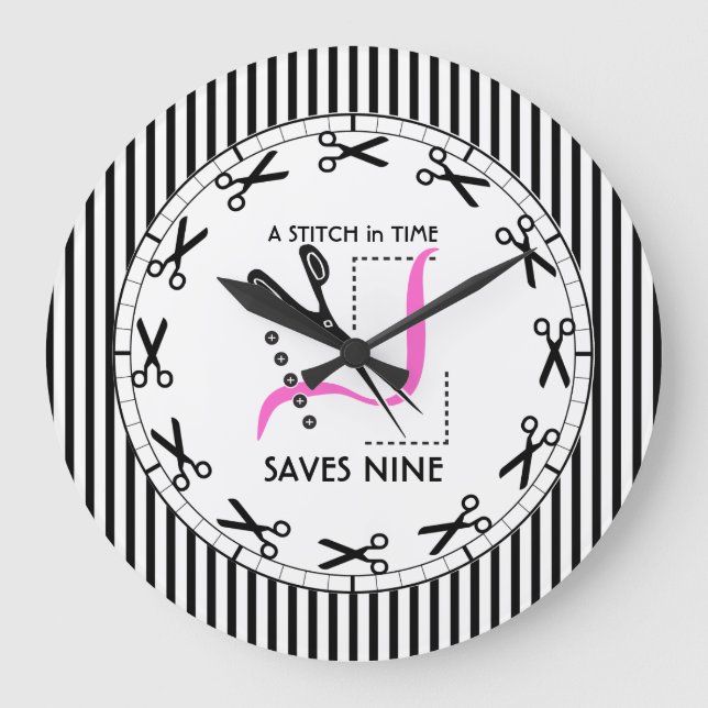 Nähende Änderungen - ein Stich in der Zeit rettet Große Wanduhr (Vorderseite)