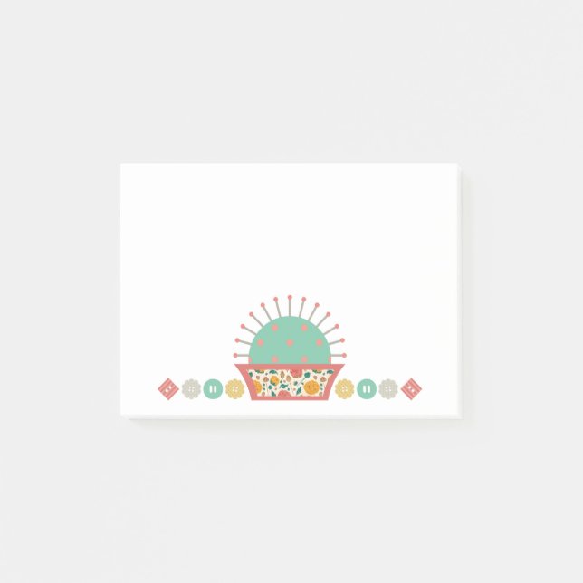 nähende Knopfblumennadelkissennäherin Post-it Klebezettel (Vorderseite)