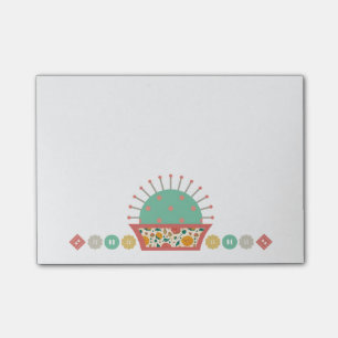 nähende Knopfblumennadelkissennäherin Post-it Klebezettel