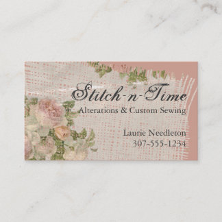 Nähende Näherin des Vintagen Shabby Visitenkarte