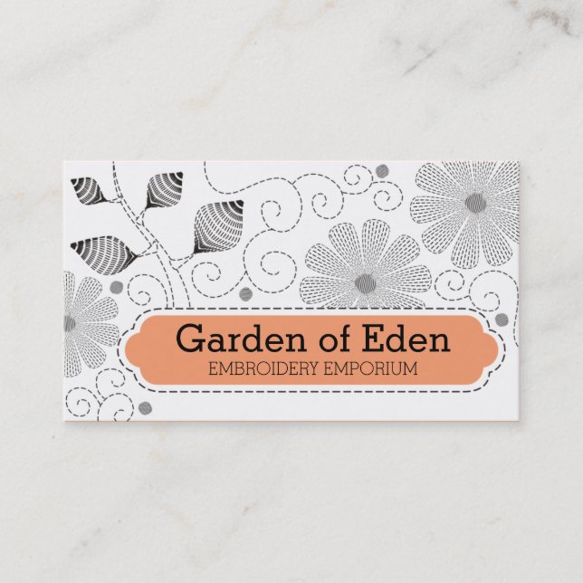 Nähende Stich-Blumen der kundenspezifischen Visitenkarte (Vorderseite)