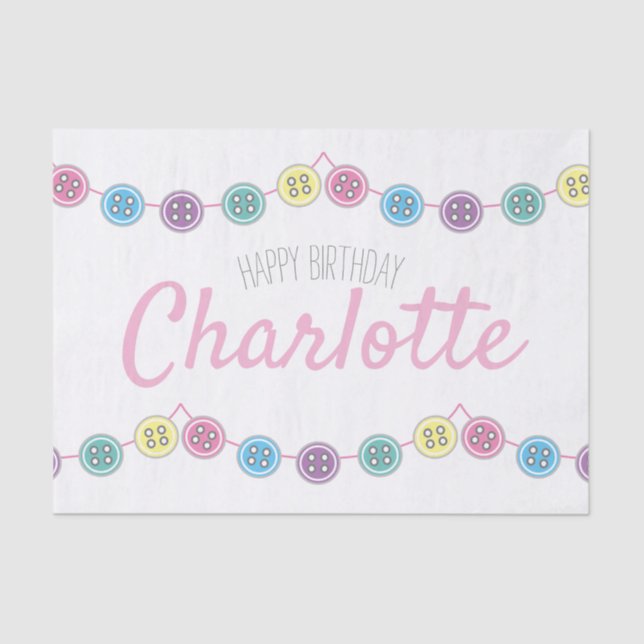 nähender Knopf des weißen Geburtstages Seidenpapier (Vorderseite)