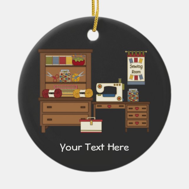 Nähender Raum 1 (kundengerecht) Keramik Ornament (Vorne)