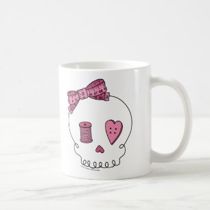 Nähender Schädel (Rosa) Kaffeetasse