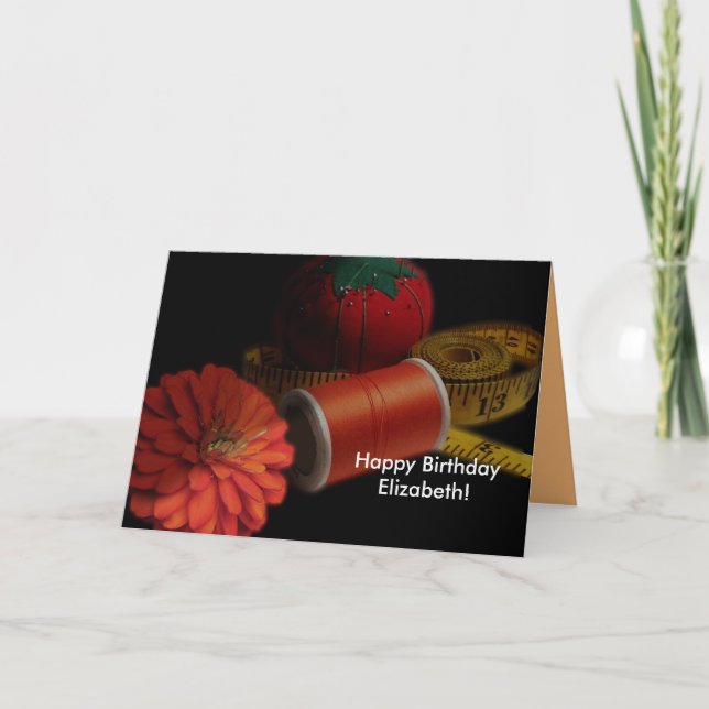 Nähender Versorgungs-Geburtstag Karte (Vorderseite)