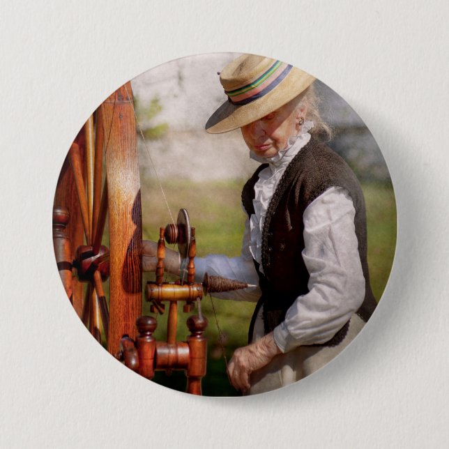 Nähendes - spinnend - großes Rad behalten auf dem Button (Vorderseite)