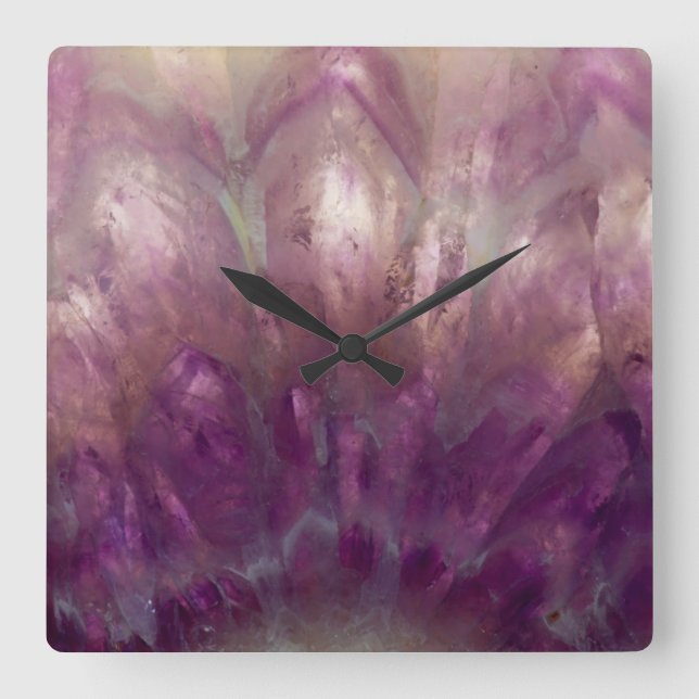 Naher Amethyst Quadratische Wanduhr (Vorderseite)
