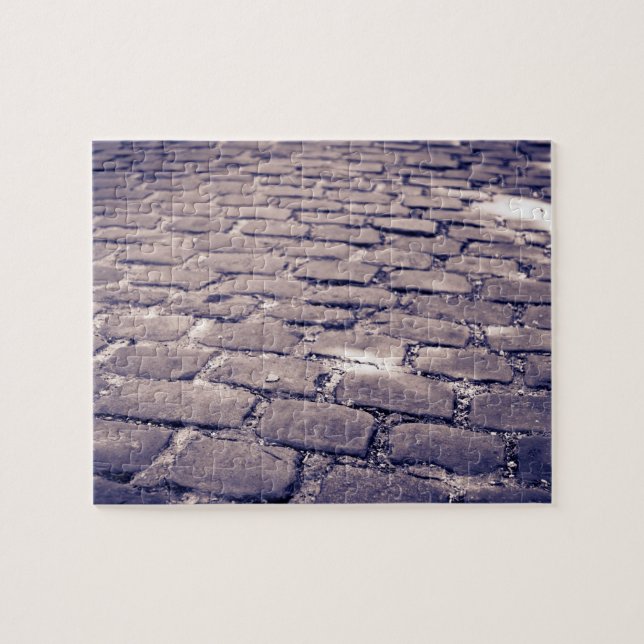 Naher Aufbau der Cobblestone Street Puzzle (Horizontal)