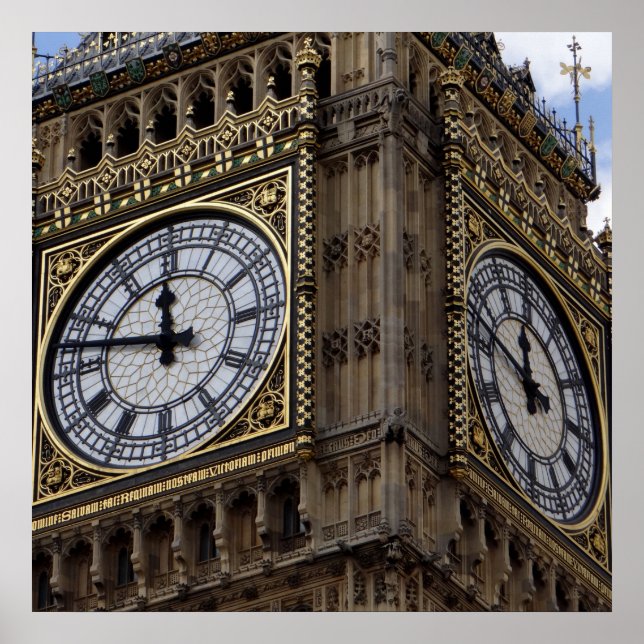 Naher Big Ben Clock Tower London Poster (Vorne)