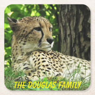 Naher Leopard Rechteckiger Pappuntersetzer