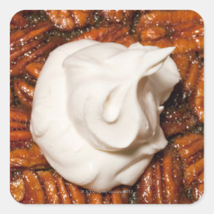 naher Pecan-Kuchen mit Sahne Quadratischer Aufkleber