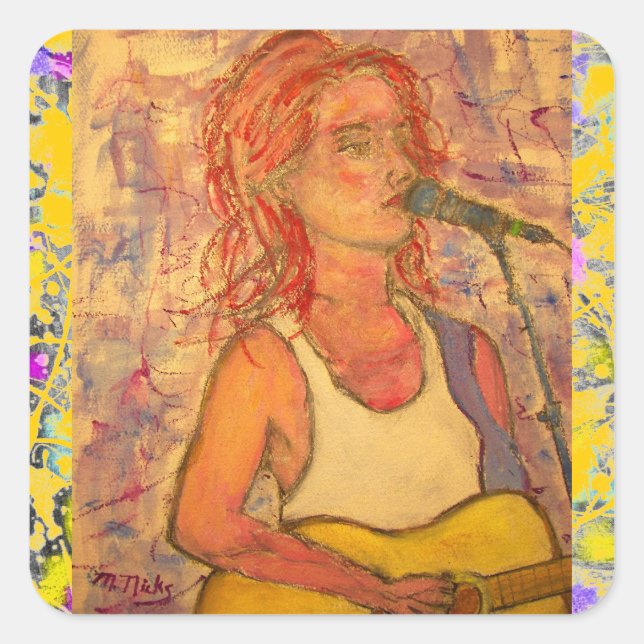 naher Tropfen für den blauen Mikrofonsongress Quadratischer Aufkleber (Vorderseite)