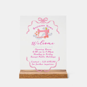 Näherin Geschäft Nähmaschine Willkommen Pink Acrylschild